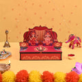 GKD Gift Hamper Mini Mandir Wooden Gift Box Temple Design with Storage Box to Keep Dry Fruits Sweet Chocolates or Pooja Items Diwali Gifts Corporate Gifts (ecofriendly)