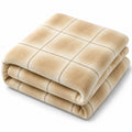 Rubru Leo Flannel AC Blanket | Ultra-Soft Lightweight Blanket for Year-Round Use | Warm, Cozy and Machine Washable (Cream Windowpane, Single) Kafalo