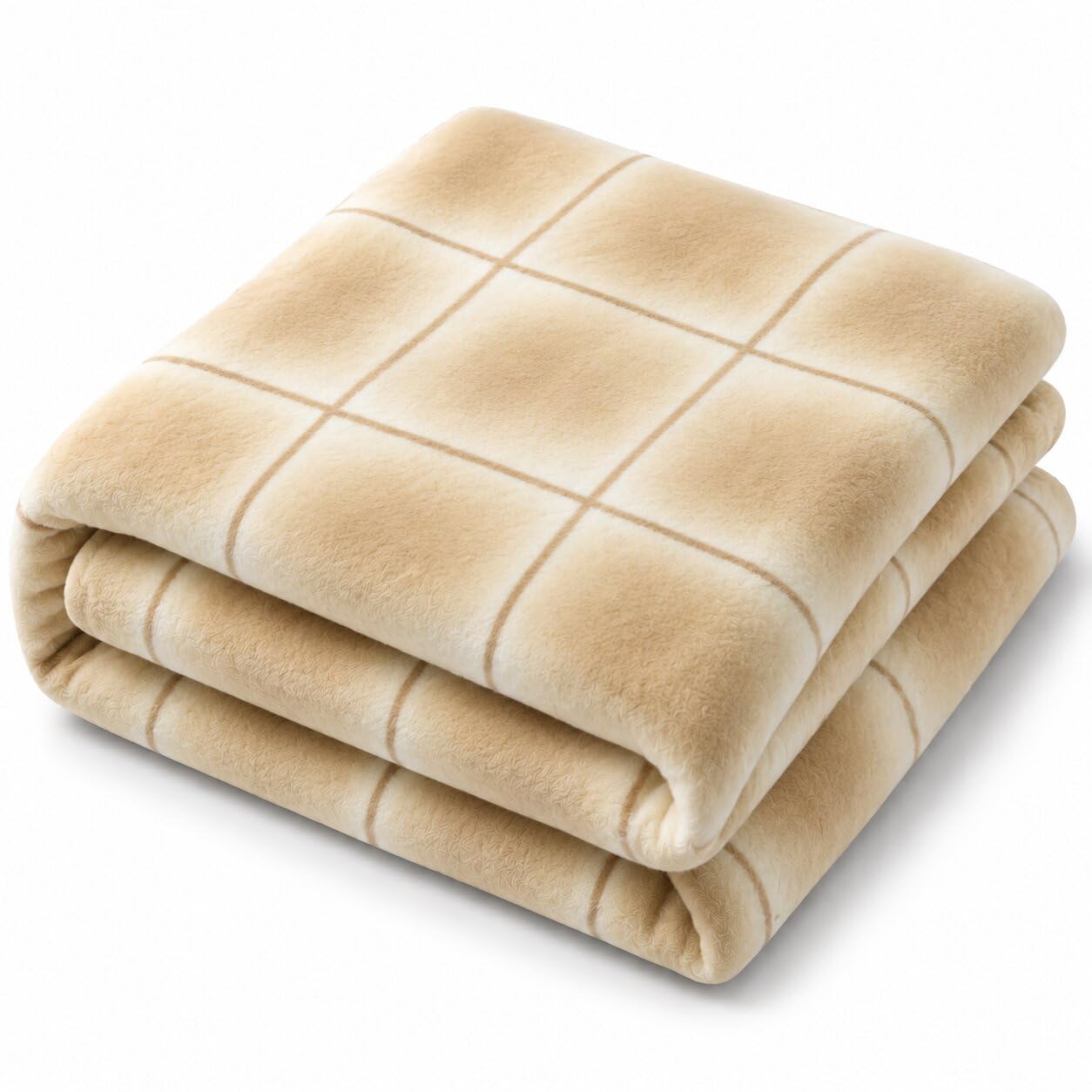 Rubru Leo Flannel AC Blanket | Ultra-Soft Lightweight Blanket for Year-Round Use | Warm, Cozy and Machine Washable (Cream Windowpane, Single) Kafalo