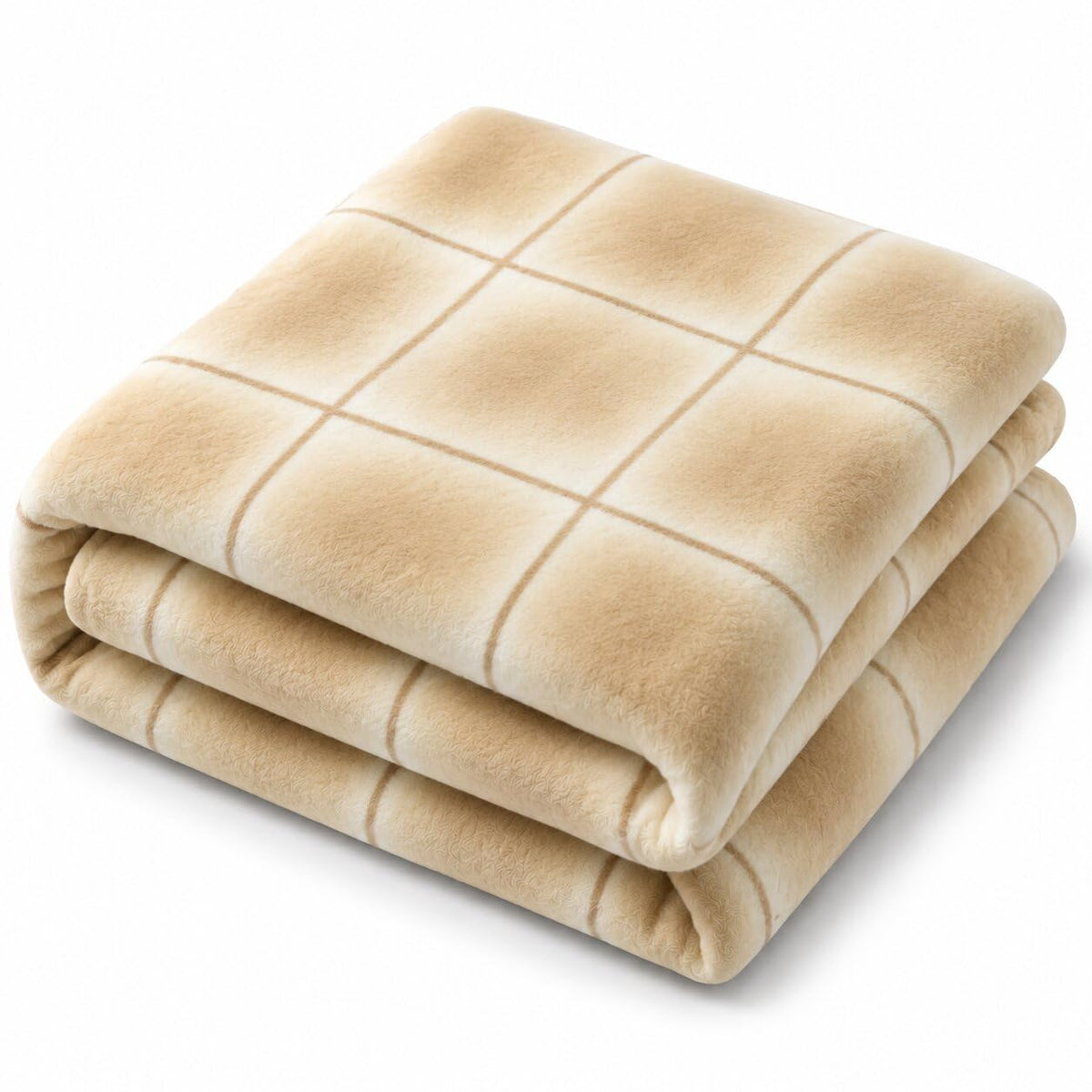 Rubru Leo Flannel AC Blanket | Ultra-Soft Lightweight Blanket for Year-Round Use | Warm, Cozy and Machine Washable, Cream Windowpane, Double Kafalo