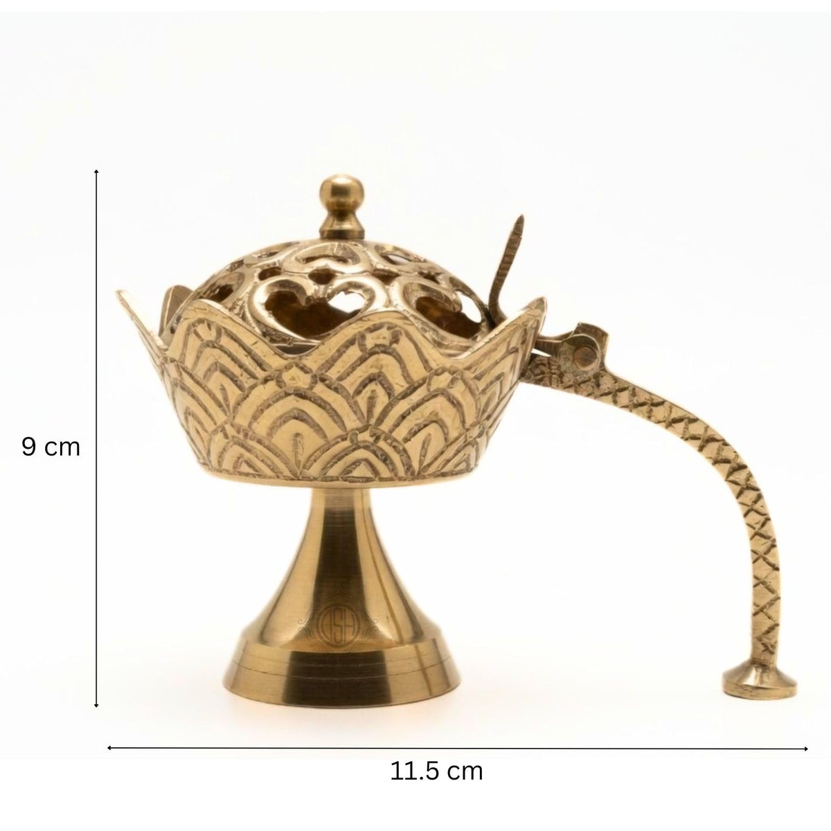 DSH Brass Dhup Dani Dhuna Loban Burner Kapoor Dani Incense Burner Sambrani Holder for Puja Home Decor & Gifting. (Small)