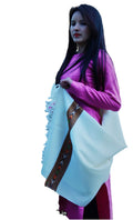 HImalayanKraft Hand Woven Kullu Handloom Woolen Shawl White Creamy Colored with Beautiful Kullu Weaving Designed for Women and Girls.