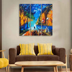 VIBECRAFTS Couple Walking In City Park 3 Pieces Canvas Wall Painting Fitted With Wooden Frame For Home | Office | Living Room | Gifts (PTVC3Pcs1_9517)