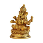 Svarup Brass Sitting Ganesha Idol in Gold Color Height 3 Inch Weight 0.425 Kg