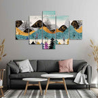 VIBECRAFTS Modern Art Forest Premium Wall Painting Five Pieces Set For Home|Office|Living Room|Gift (PTVC5Pcs1_5531)