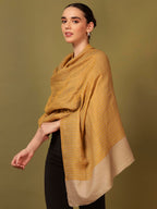 Pashmoda Women Golden Eclipse Reversible Zari Moonlight Fine Wool Stole (Size : 28x80in, 71X203cm) ZSST03