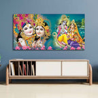VIBECRAFTS Canvas Paintings for Living Room Drawing Room Radha Krishna Canvas Wall Painting Fitted With Wooden Frame For Home | Office | Living Room | Gifts (PTVCH_2516)
