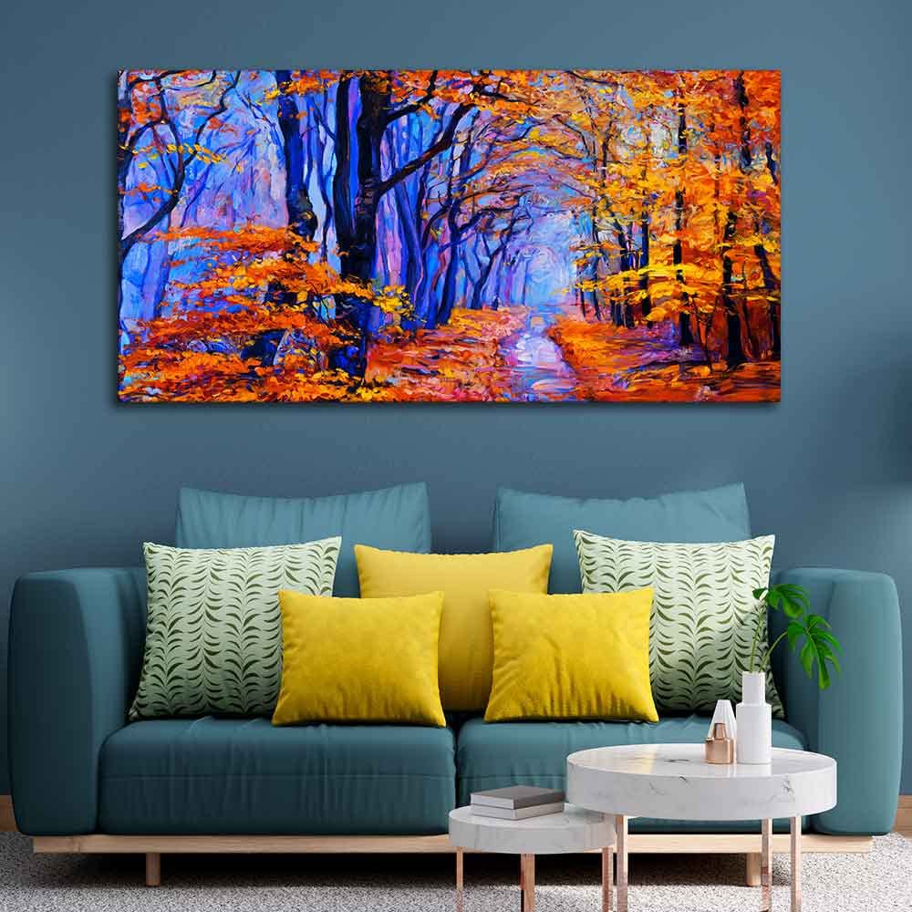 VIBECRAFTS Canvas Paintings for Living Room Drawing Room Canvas Abstract Art Wall Painting of Forest in Autumn for Home|Office|Gift(PTVCH_2378)