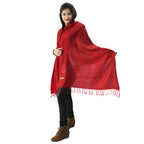 HAUTEMODA Women's Pashmina Wool Kashmiri Embroidered Stole (Ad002Arre27_Red_Medium)