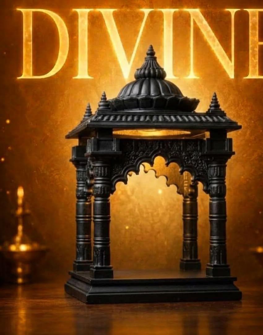 Hindu Temple Mandir 3D Printed Plastic (Black, Small)
