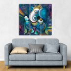VIBECRAFTS 3 Pieces Shri Ganesha Canvas Wall Painting Fitted With Wooden Frame For Home | Office | Living Room | Gifts (PTVC3Pcs1_9513)