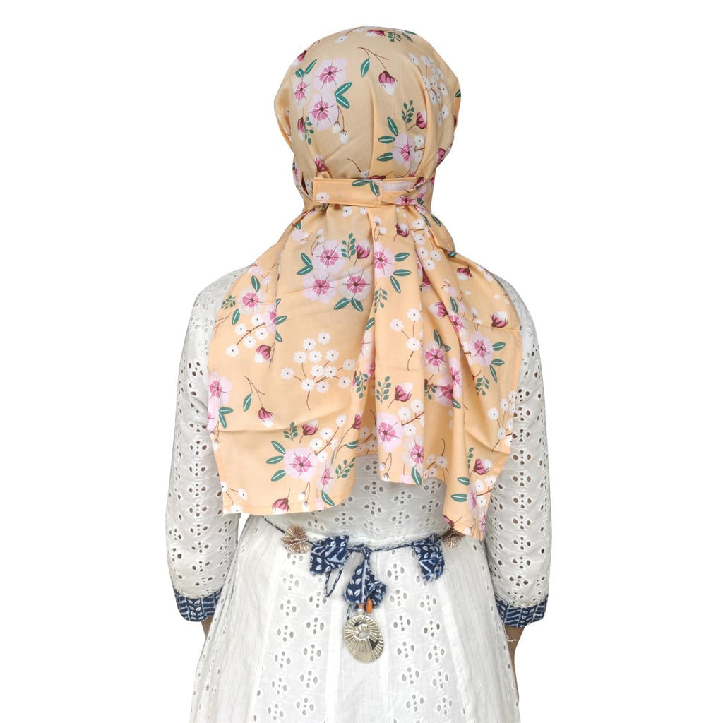 Switchon Rayon Mill dye Innovative scarf Hijab for Women with closer Hook and Loop Tape size adjustable -Scoty Scarf (Peach)