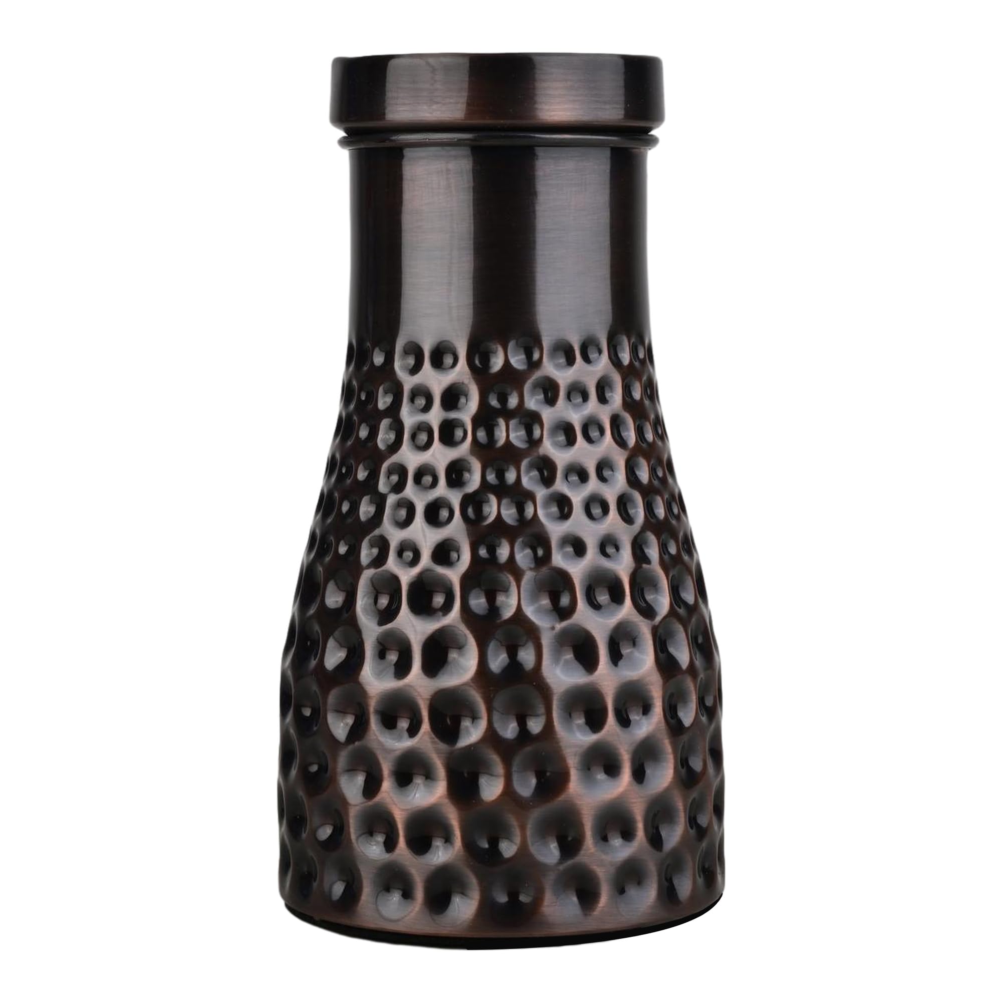 Tambra Copper Bedroom Jar with Inbuilt Glass | Rarity Mix Dotted Design | Handcrafted, Leakproof, Jointless | Ayurvedic Benefits, Antioxidant Properties | 1200 ml (Pack of 1)
