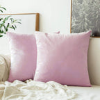 Khooti Velvet Cushion Cover, 14x14 Inch | Baby Pink | Pack of 5 | Solid Plain Soft & Smooth, Decorative Cushion Covers for Living Room, Bedroom, Couches, Chairs, Sofas, Beds & Home Decor