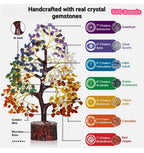 YADAVA 500 Beads Natural Seven Chakra Gemstone Money Tree for Positive Energy & Good Luck | Feng Shui Crystal Bonsai Showpiece for Living Room & Office | Healing Crystals Spiritual Home Decor Gift
