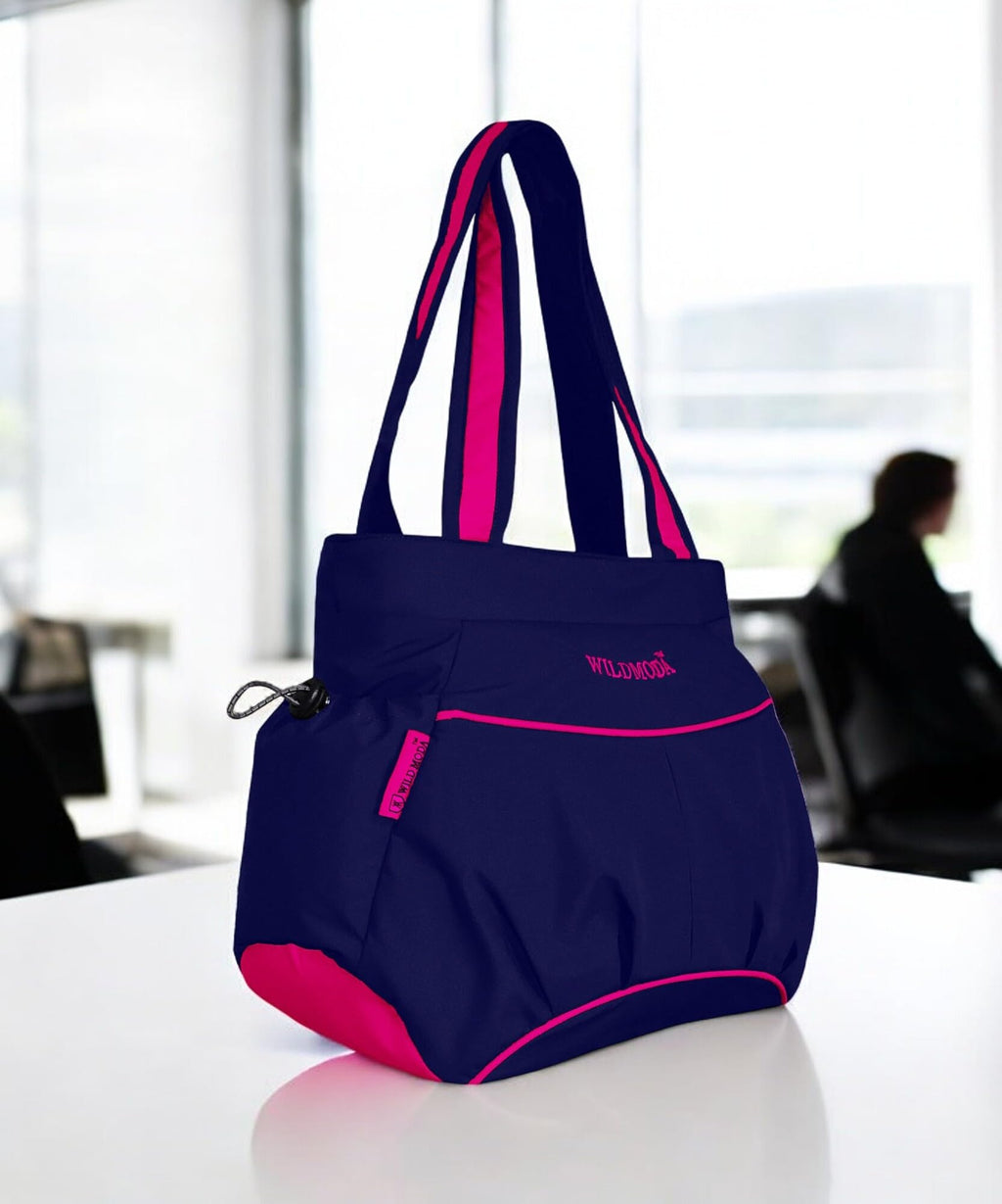 WILD MODA Women's Tote & Shoulder Bag (Set of 1) (Blue & Pink)
