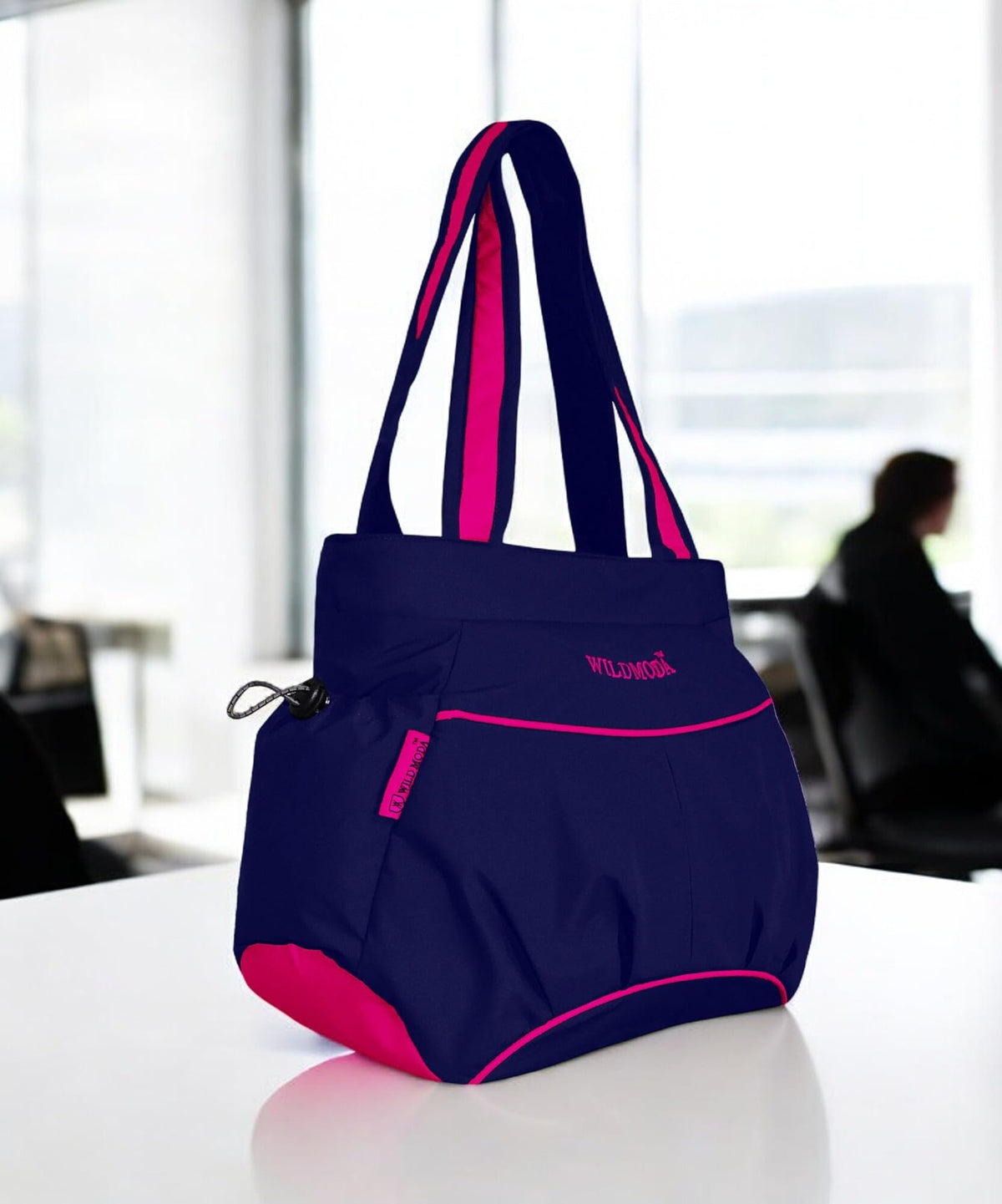 WILD MODA Women's Tote & Shoulder Bag (Set of 1) (Blue & Pink)