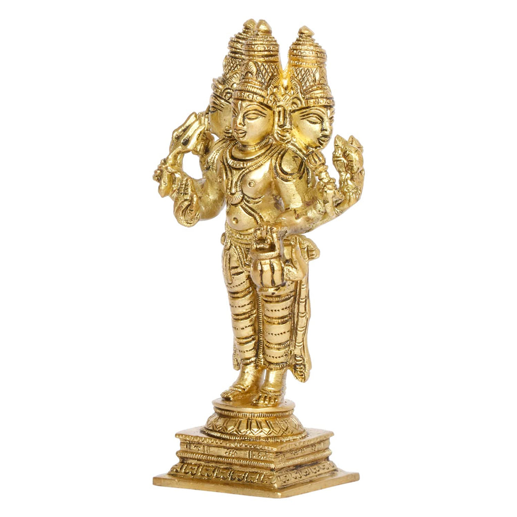 ARTVARKO Brass Brahma Vishnu Shiva Mahesh Trimurti Figurine Trinity Idol Dattatreya Tridev for Home Office Temple Decor Gift 6 Inch