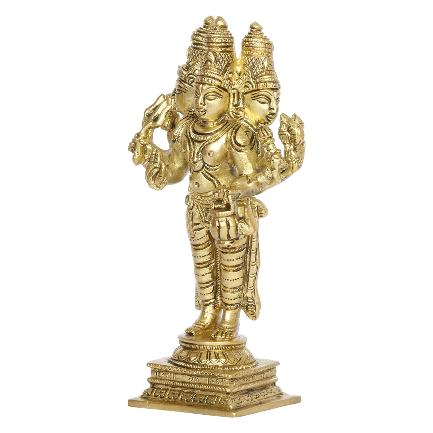 ARTVARKO Brass Brahma Vishnu Shiva Mahesh Trimurti Figurine Trinity Idol Dattatreya Tridev for Home Office Temple Decor Gift 6 Inch