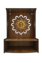 WIZZARTPRINTS Beautiful Wooden Pooja Stand for Home Mandir with LED Spot Light | Wall Mounted Temple for Home and Office | Compact Wooden Puja Mandir Desing 2