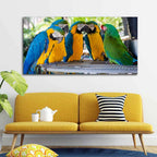 VIBECRAFTS Canvas Paintings for Living Room Drawing Room Colorful Mascaw Parrots Canvas Wall Painting Fitted With Wooden Frame for Home | Office | Gift (PTVCH_2311)