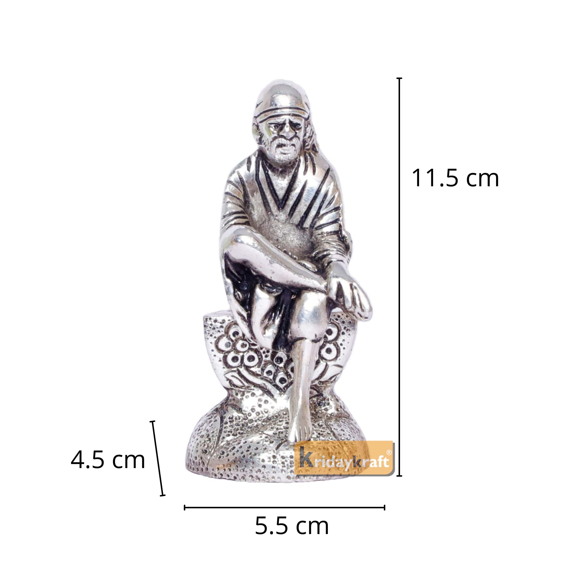 KridayKraft Shirdi Sai Baba Statue Idol Showpiece for Car Dashboard & Home,Office,Table Decorative Gift Article,Religious Showpiece