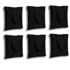 Mantooo Black Cotton Canvas Tote Bags Bulk Shopping Bag for Crafts, DIY Reusable Grocery Bag, 14 X 16 Inch – 6 Piece Pack (Black - 6Piece).