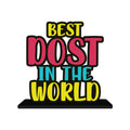 Artvibes Best Dost in the World Quotes Table Decor for Office Desk | Home Decoration Items | Living Room | Modern Art Wooden Showpiece Decorative Gift Item (SP_1177)