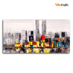 VIBECRAFTS Canvas Paintings for Living Room Drawing Room Abstract Wall Painting of A New York City Skyline Fitted with Wooden Frame for Home|Office|Gift(PTVCH_2272N)