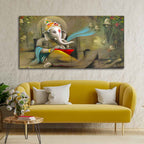 VIBECRAFTS Canvas Paintings for Living Room Drawing Room Auspicious Ganpati Canvas Wall Painting for Home|Office|Gift(PTVCH_2368NV)