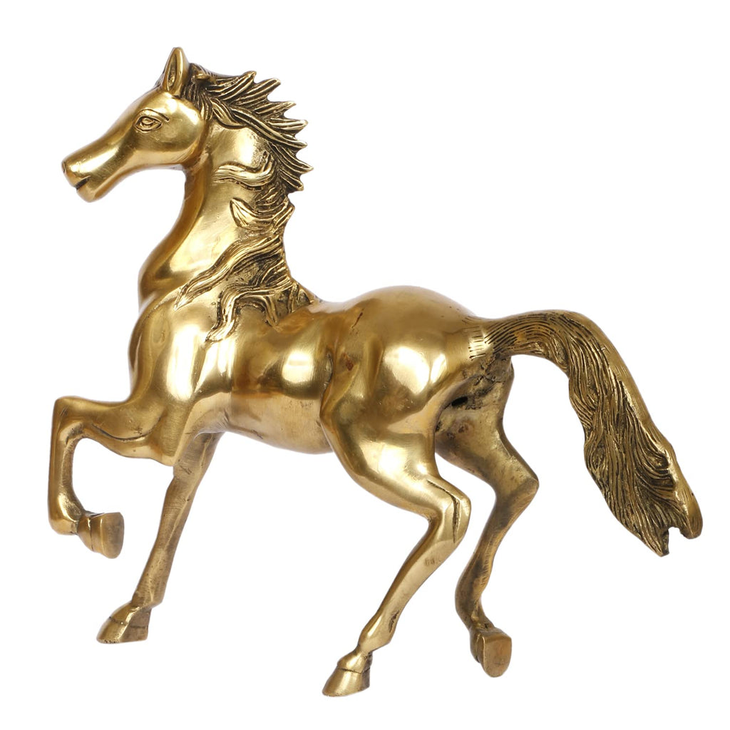 Artavrko Brass Running Horse Showpiece Statues Home Decor Good Luck for Success and Prosperity | Table | Office (12 Inches Gold)