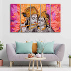 VIBECRAFTS Colorful Wall Painting of Radha Krishna Set of Five Pieces For Home|Office|Living Room|Gift (PTVC5Pcs4_8676)