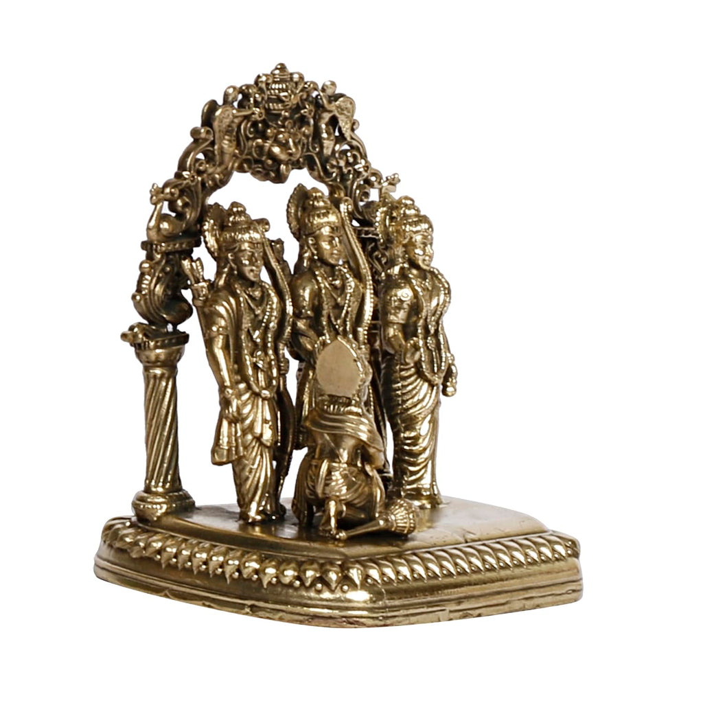 ARTVARKO Ram Darbar Brass Statue Shree Ram Ji Sita Laxman Hanuman Home Décor Puja Murti for Mandir Temple (Small Size -7x5.5x8 cm)
