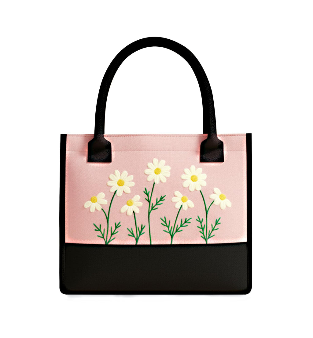ECOCARRY Cotton Tote Bag For Woman Stylish | Embroidered Canvas Hand Bag With Floral Design | Latest Casual Shoulder Bag Zipper For College Girls, Office, Daily Use, Travel, Beach, Shopping (Pink)