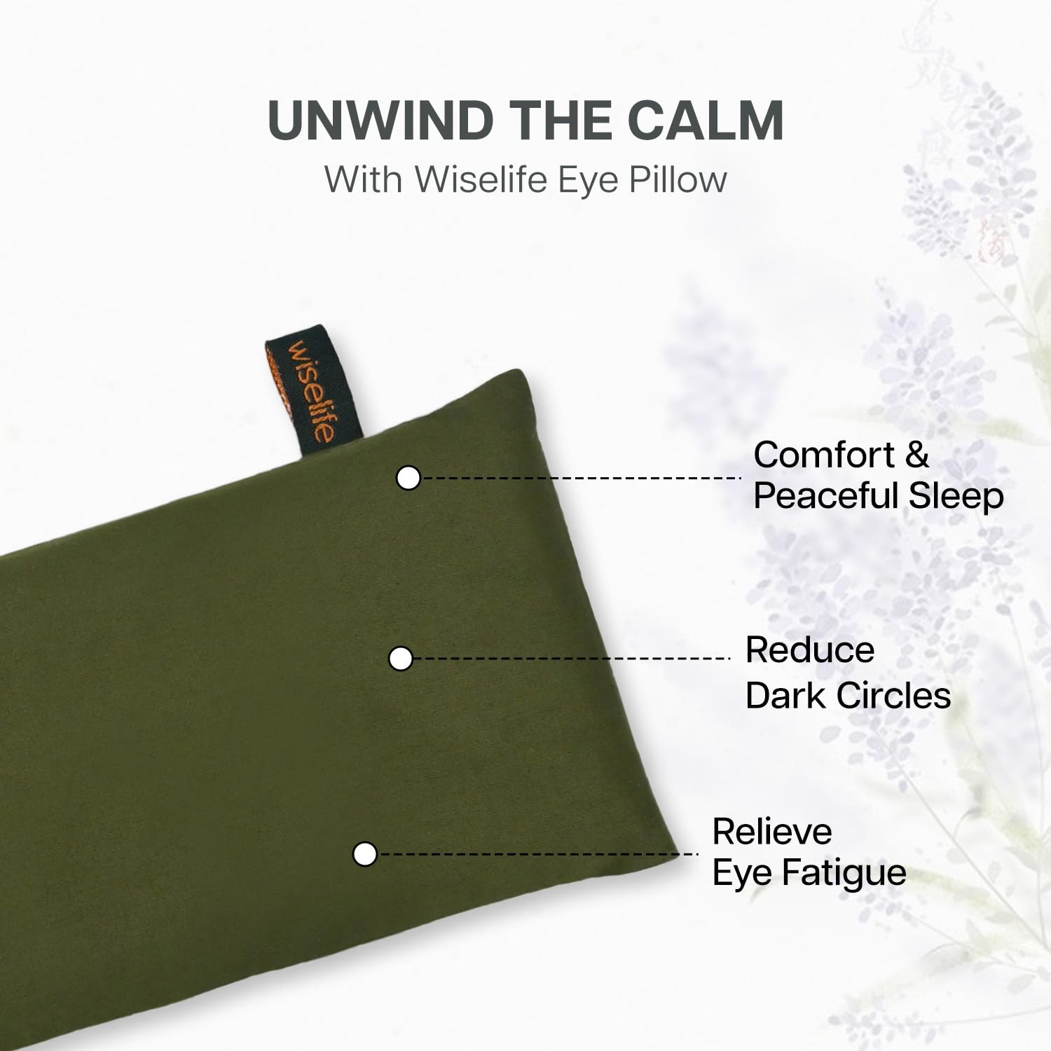 Wiselife Eye Pillow for Relaxation, 100% Cotton Linen, Small,Perfect for Sleeping, Yoga, Meditation | Gifts for Women, Birthday, Teachers | Olive Green
