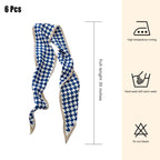 6 Pcs Various Floral Patterns Satin Scarf for Hairs, Bohemian Head Scarf for Women Stylish Hair Scarfs, Great for Hair Styling or Handbag Ribbon Accessories of Women (90×7cm)