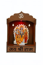 LightingKart Premium Wooden Temple for Home | Customizable Pooja Mandir with LED Light | Small Wooden Mandir for Office Desk, Wall & Gifting (12.7×11.43×7.62 cm)
