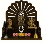 Fliptic Acrylic Wooden Temple with Om Symbol DIY || Wall-Mounted Pooja Mandir, Shining Finish for Home, Office, Shop || Wall Mounted Medium Size || Colourful || Do It Yourself (Dark Bronze)