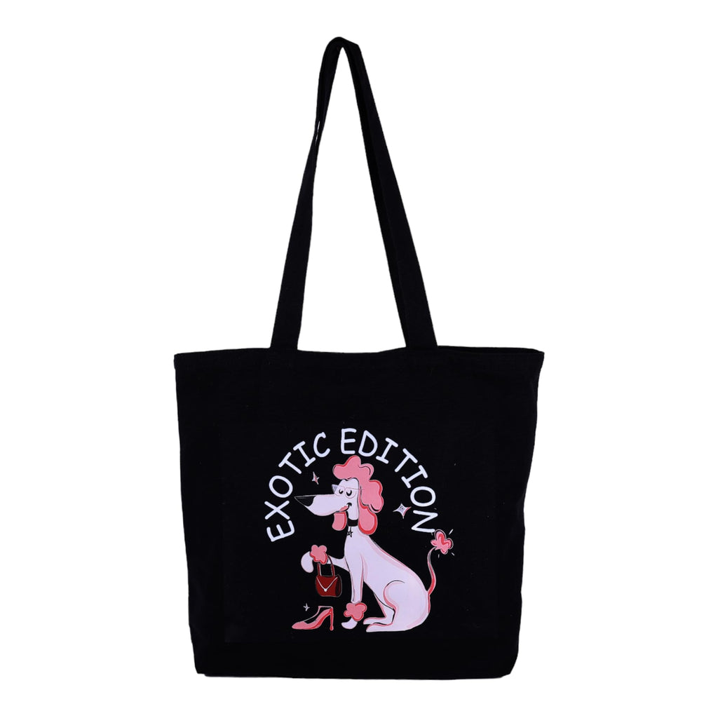DANIOO DON'T WORRY WE CARRY Large Shopper Canvas Tote Bag With Zipper And Pocket For Women And Girls With Bottle Holder, Multipurpose College Tote Bag | Travel Hand Bag | Shopping Bag (Black)