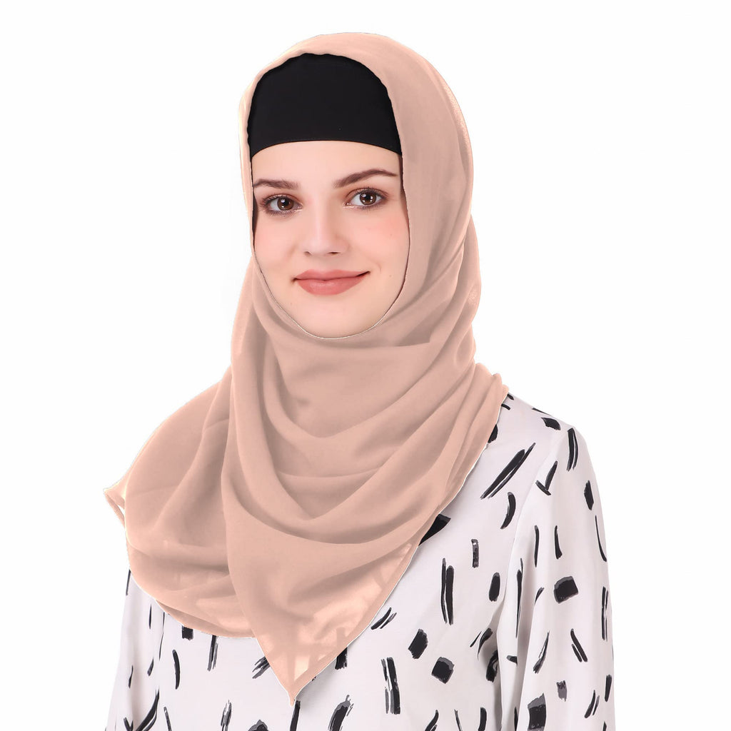 MyBatua Long Hijab in Breathable Soft Georgette large Head Wrap, Wholesale Price, 1pc Scarf HJ-020 (50x180 cm, Pale Salmon)