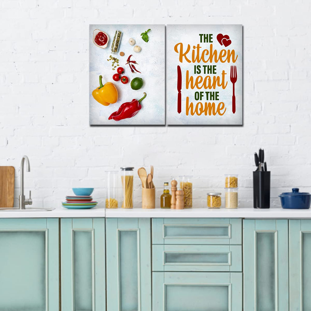 VIBECRAFTS 2 Pieces Kitchen Quotes Canvas Wall Painting Fitted With Wooden Frame For Home | Office | Living Room | Gifts(PTVC2Pcs1_17513)
