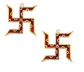 Prince Home Decor & Gifts Wall Hanging Swastika Gold Plated with Red Meena Work for Home Decor