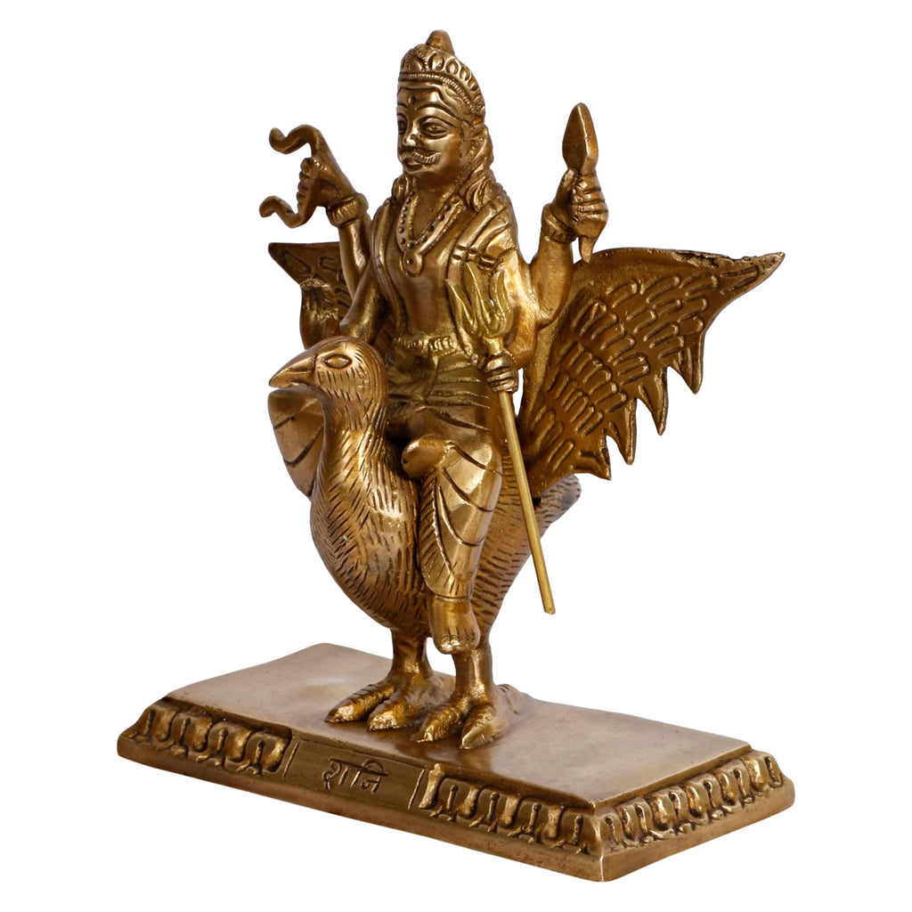 ARTVARKO Brass Shani Maharaj Murti Shani Dev Idol for Home Puja Temple Pooja Mandir Home Decorative Showpiece 7 Inch