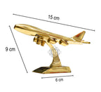 DSH Brass Jet Plane On Stand Table Top Decorative Showpiece for Home Decor & Office Table and Gifting. (Gold)