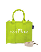 AQVA Small Tote Bag for Women with Pouch | 100% Cotton Canvas Mini Handbag | Stylish Shoulder Bag for Office, Travel, Daily Use (10x8x5 inch, Lime)