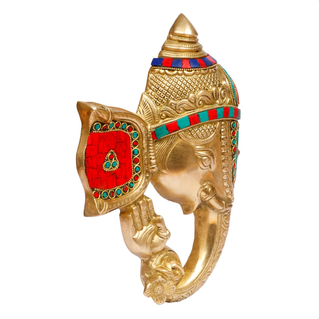 ARTVARKO Brass Ganesh Bhagwan Wall Hanging Idol Ganesha Statue Ganpati Murti for Home Entrance Décor Diwali Gift Ganesha with Large Ear Height 11 Inch.