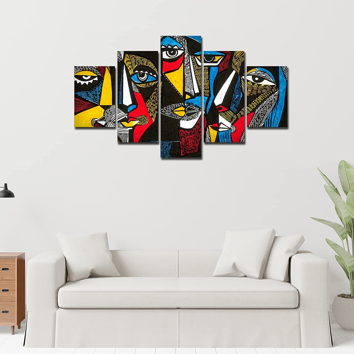 VIBECRAFTS Premium 5 Pieces Wall Painting of Abstract Faces Modern Art For Home|Office|Living Room|Gift (PTVC5Pcs1_5503)