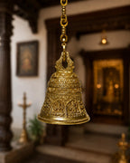 Artvarko Deep Sound Big Astalaxmi Engraved Hanging Brass Temple Bell/Ghanta for Pooja Room, Mandir Home Decor 32 Inch