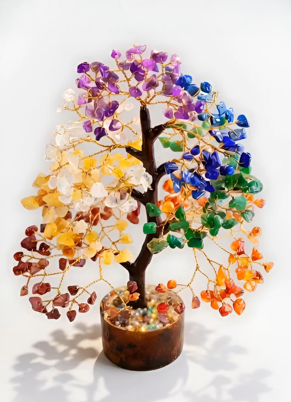 PARADIGM PICTURES 300 Gemstone Tree 12 Inch - Seven Chakra Crystals Tree for Good Luck, Home Decoration Items for Living Room, Plant with Pot