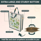 DOUBLE R BAGS Unisex Eco-Friendly Reusable Cotton Canvas Casual Bag with Reinforced Handles (Green Life, 40.6x35x10 cm) | Multi-Purpose Grocery, Kitchen Essentials, Fruits & Veggies Bag | Pack of 1